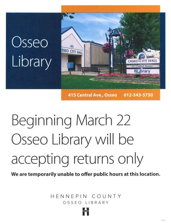 Osseo library, Hennepin County library, located at City Hall, library ...